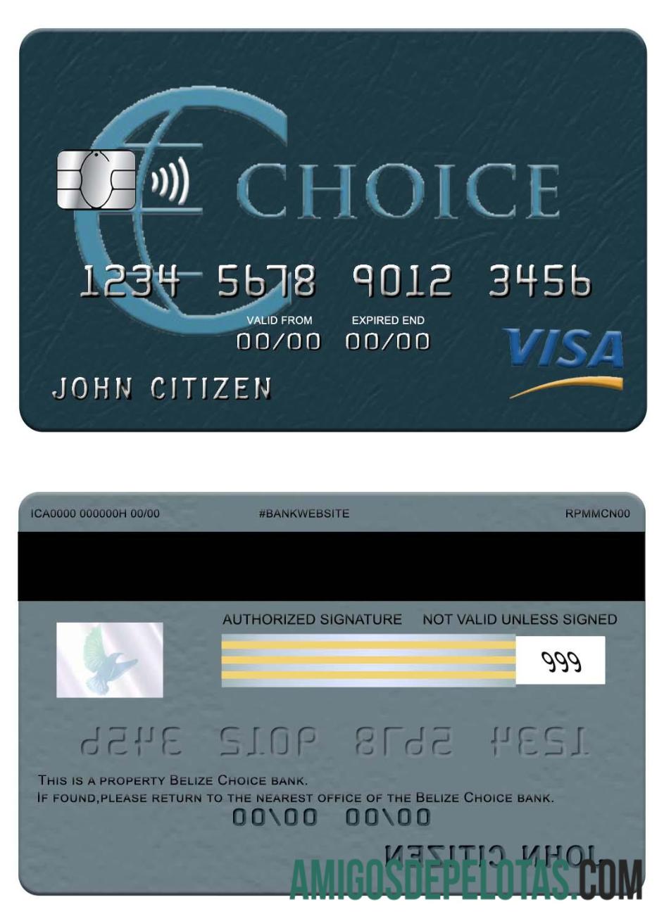 Cartão Visa Belize Choice Bank baixar para verificação
